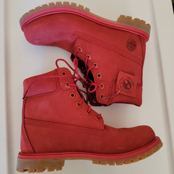 Timberland Premium Waterproof Lug Sole Boot, RUBY NUBUCK LEATHER,Size 8.5, NWOB - Picture 16 of 16